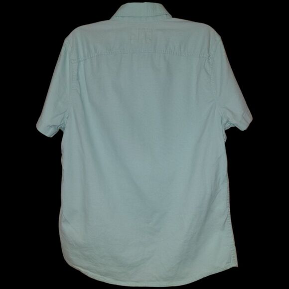 Hollister Mens Baby Blue Short Sleeve Button Shirt, Stretch, Large - Picture 3 of 5